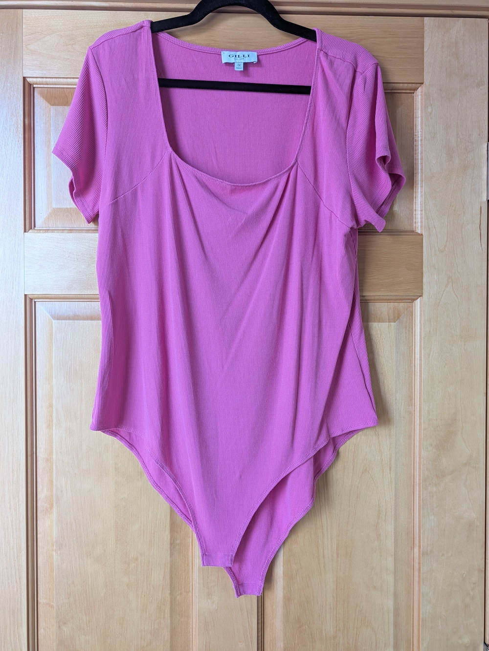 Gilli Pink Scoop Square Neck Short Sleeve Bodysuit
